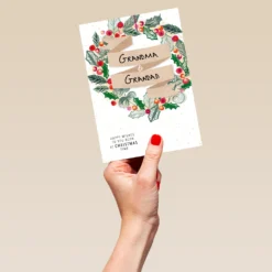 Pod Personalised To Both Of You Holly Wreath Christmas Card -Pod Shop F3100326 hand L