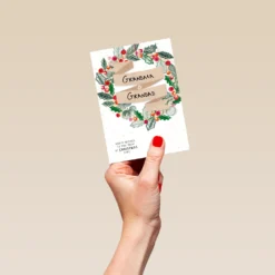 Pod Personalised To Both Of You Holly Wreath Christmas Card -Pod Shop F3100326 hand S