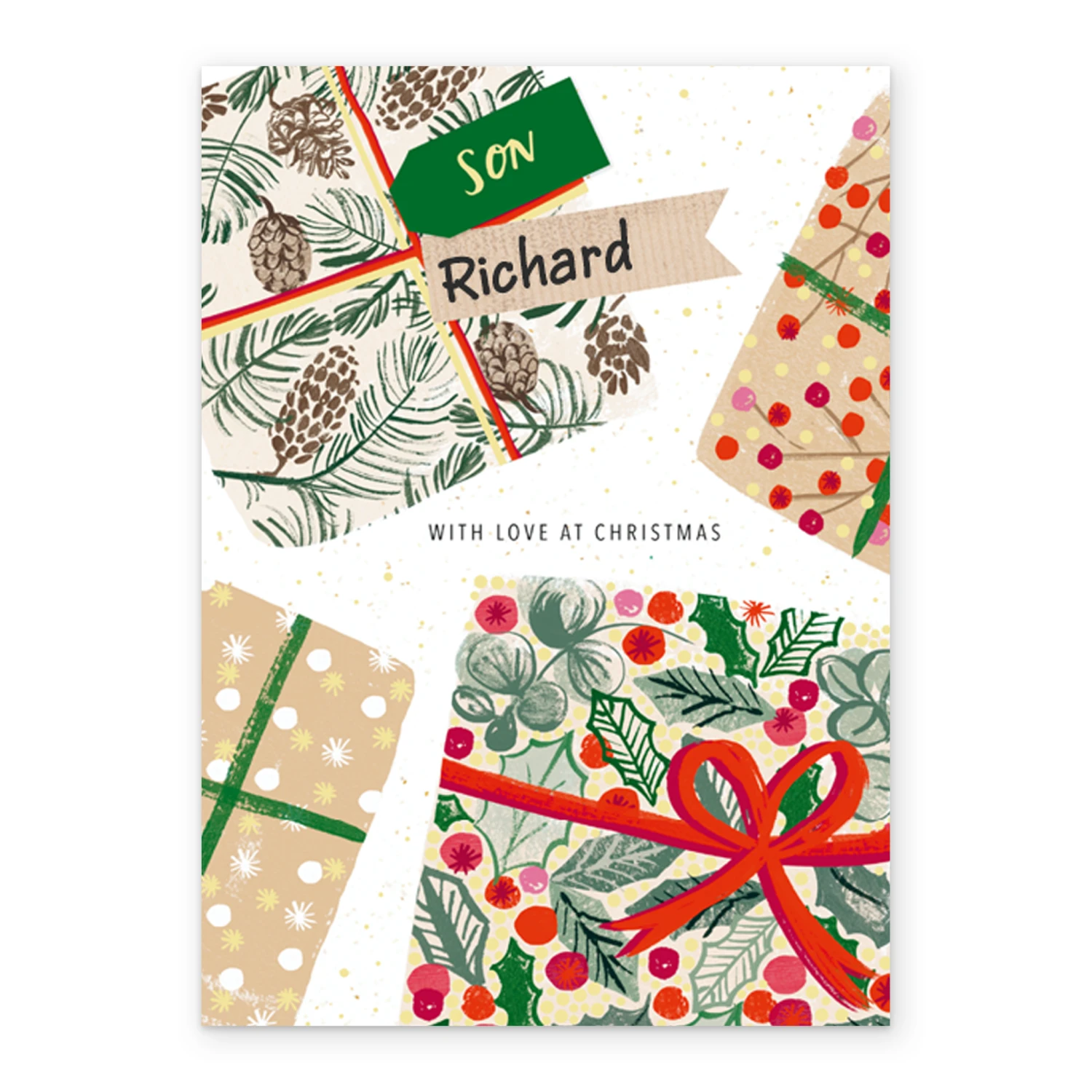 Pod Personalised Son Parcels Traditional Christmas Card 2 Pod Personalised Son Parcels Traditional Christmas Card - Image 2