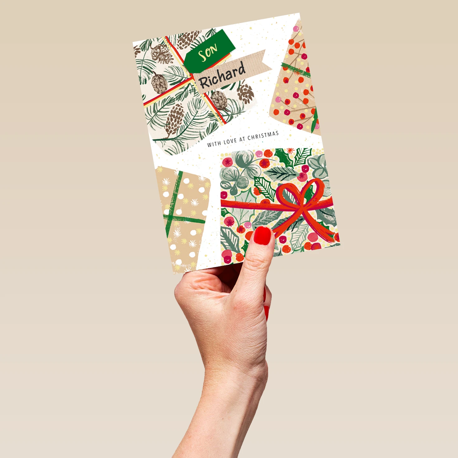 Pod Personalised Son Parcels Traditional Christmas Card 5 Pod Personalised Son Parcels Traditional Christmas Card - Image 5