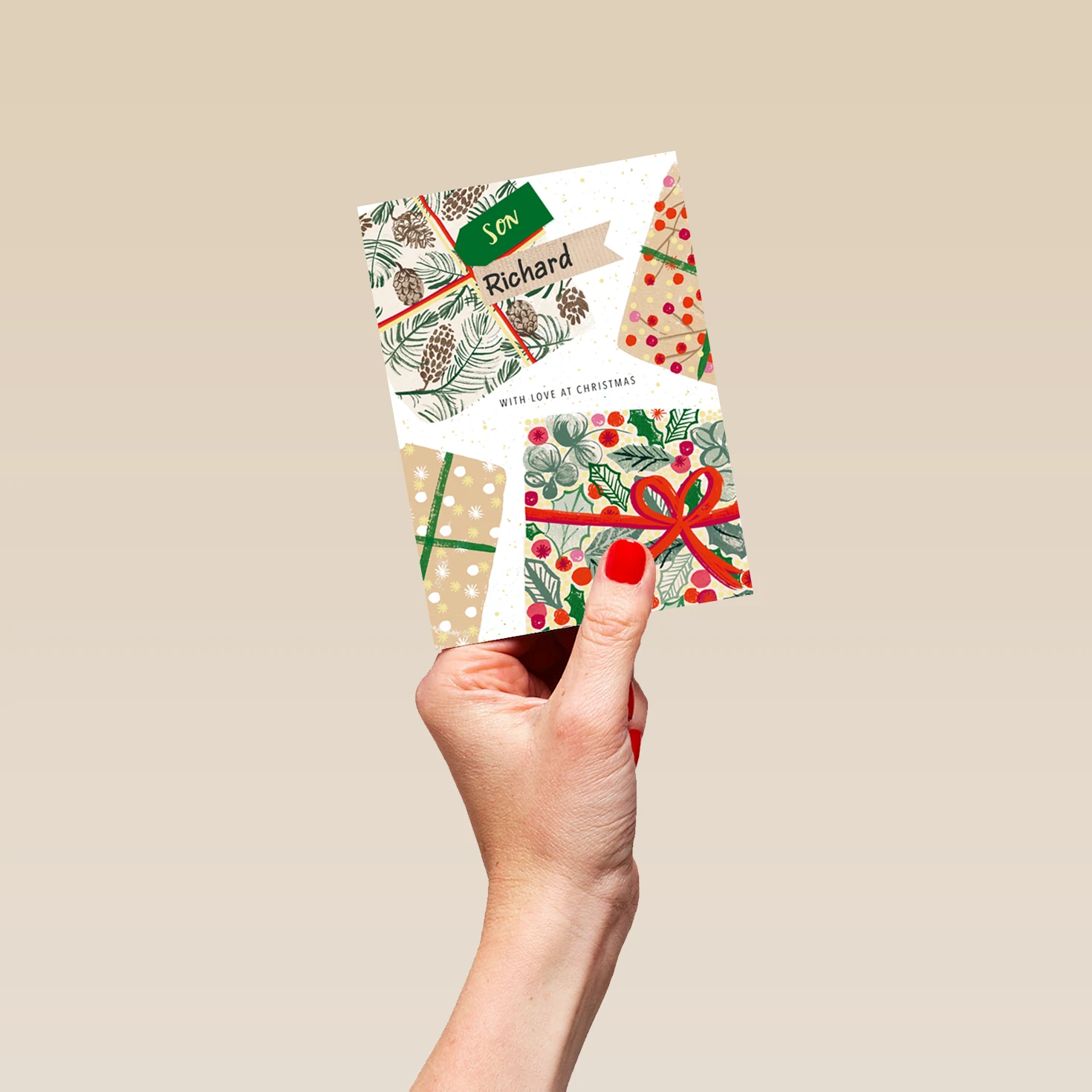 Pod Personalised Son Parcels Traditional Christmas Card 4 Pod Personalised Son Parcels Traditional Christmas Card - Image 4