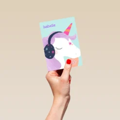 Pod Personalised Cute Winter Unicorn Earmuffs Christmas Card -Pod Shop F3100360 hand S