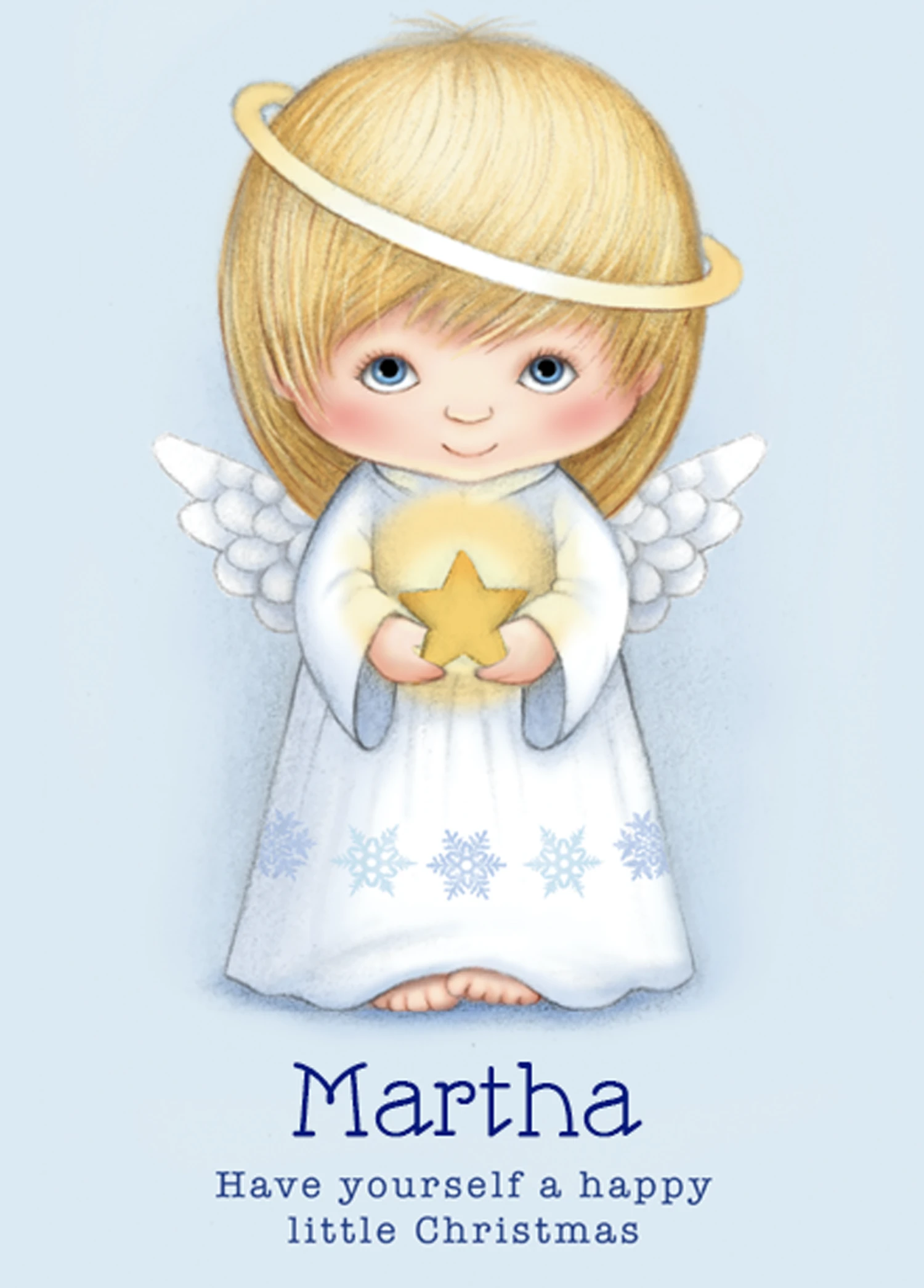 Pod Personalised Cute Star Angel Christmas Card 1 Pod Personalised Cute Star Angel Christmas Card