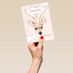 Pod Personalised Daughter Winter Reindeer Christmas Card -Pod Shop F3100369 hand L