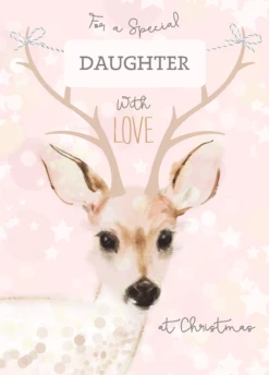 Pod Personalised Daughter Winter Reindeer Christmas Card