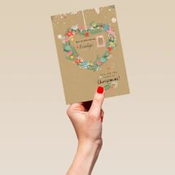 Pod Personalised Festive Heart Winter Wreath Christmas Card -Pod Shop F3100373 hand L