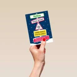 Pod Personalised & Editable Funny Snow Sign Christmas Card For Him -Pod Shop F3100374 hand S