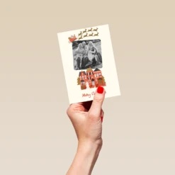 Pod Personalised Santa Sleigh & Reindeer Photo Christmas Card -Pod Shop F3100378 hand S