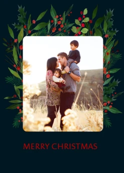 Pod Personalised Winter Wreath Photo Christmas Card