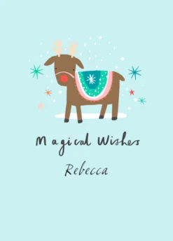 Pod Personalised Cute Snowy Reindeer Christmas Card
