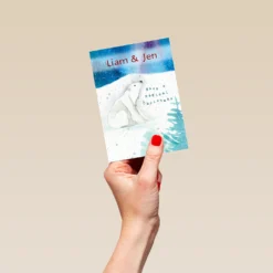 Pod Personalised Cute Bear Snowy Winter Night Christmas Card -Pod Shop F3100392 hand S