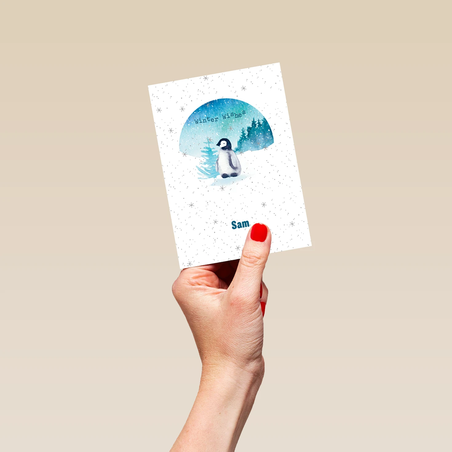 Pod Personalised Cute Penguin Snowy Winter Christmas Card 4 Pod Personalised Cute Penguin Snowy Winter Christmas Card - Image 4