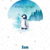Pod Personalised Cute Penguin Snowy Winter Christmas Card