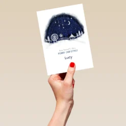 Pod Personalised Winter Snowy Night Sky Christmas Card For Her -Pod Shop F3100396 hand L