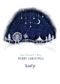 Pod Personalised Winter Snowy Night Sky Christmas Card For Her