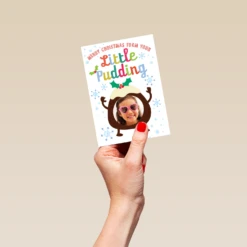 Pod Personalised Funny Little Pudding Christmas Photo Upload Card 8 Pod Personalised Funny Little Pudding Christmas Photo Upload Card -Pod Shop F3100408 hand S