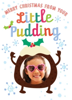 Pod Personalised Funny Little Pudding Christmas Photo Upload Card