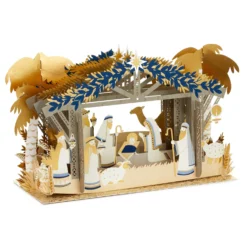 Hallmark Christmas Paper Wonder Card - 3D Nativity Scene Design
