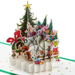 Hallmark Christmas Paper Wonder Card - 3D Dr. Seuss The Grinch Stole Design