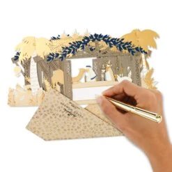 Hallmark Christmas Paper Wonder Card - 3D Nativity Scene Design -Pod Shop PV.161.XPJ9929