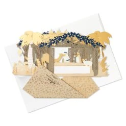 Hallmark Christmas Paper Wonder Card - 3D Nativity Scene Design -Pod Shop PV.191.XPJ9929
