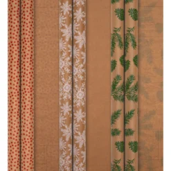 Hallmark 18M Kraft Christmas Wrapping Paper Bundle - 6 Rolls In 3 Designs -Pod Shop PV.511.25576365 scaled