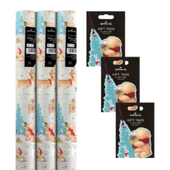 Hallmark 12M Forever Friends Christmas Roll Wrap & Gift Tag Pack - 3 Rolls & 3 Packs Of Gift Tags -Pod Shop PV.571.25575684 scaled